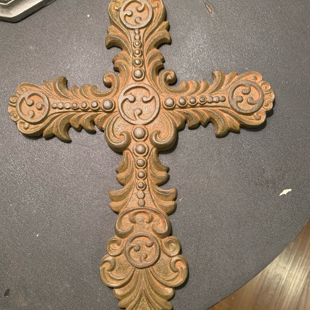 Wrought Iron cross 13” x 7” wall hanging